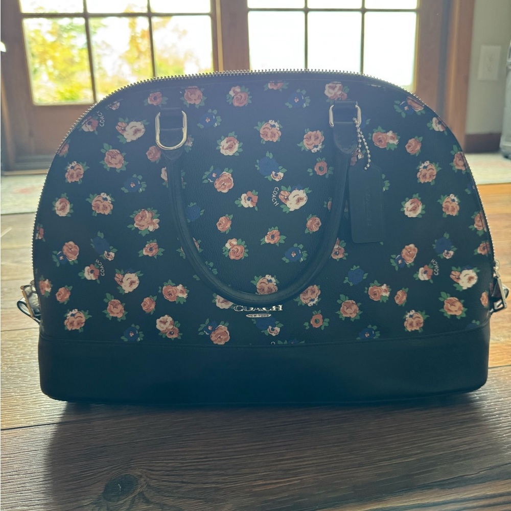 Coach Black and Pink Floral Satchel